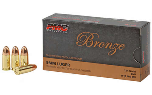 Ammunition PMC Ammunition Bronze 9mm PMC BRNZ 9MM 124GR FMJ 50/1000 • Model: Bronze